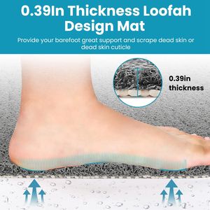 Tappetino da Bagno Antiscivolo in PVC Grigio 72x42,5 cm con Drenaggio Rapido, Tappetino Doccia in Luffa per la Sicurezza del Bagno - Product Image 4