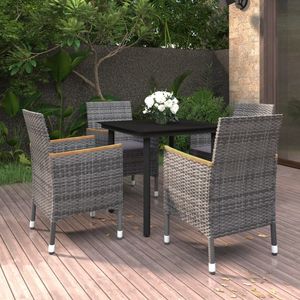 Juego de Comedor de Jardín de 5 Piezas en Ratán Sintético Gris, Experiencia de Comedor al Aire Libre Elegante y Duradera - Product Image 1