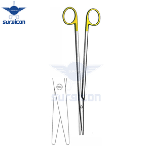 Ciseaux Nelson-Metzenbaum 23 cm (9 pouces) à bout arrondi, droits, en carbure de tungstène doré TC, ciseaux chirurgicaux en acier inoxydable - Product Image 4