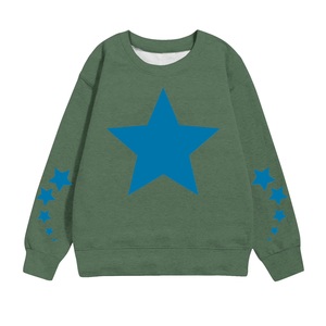 Sudadera de cuello redondo informal de manga larga de punto polar para niños con estampado de estrellas, diseño de manga regular, ropa de otoño e invierno - Product Image 5