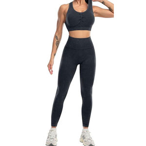 Ensemble de vêtements de sport pour femmes personnalisable en 3 pièces, taille XL, soutien-gorge de yoga sans couture, sans armatures, grande taille, broderie unie, prix abordable, OEM - Product Image 4