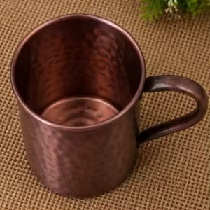 Set of 4 Copper <b>Mugs</b> With Handle <b>Double</b> <b>Wall</b> Classic Design For Home Use - Product Image 4