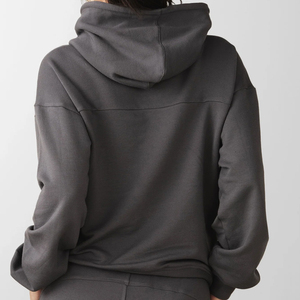 Sweat-shirt à capuche pour femme, couleur unie, manches longues, tricot en coton respirant, poches, style décontracté pour l'automne - Product Image 2
