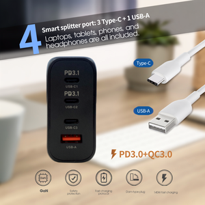 High Efficiency 140W PD Power <b>Adapter</b> for Macbook & Mobile Phone 4-Port Fast Charging Station with High Capacity Battery - Product Image 3