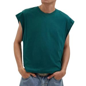 Débardeur en maille de coton polyester à séchage rapide pour homme, personnalisable avec logo, t-shirt sans manches vierge, t-shirt 100 % coton pour homme, coupe ample, imprimé - Product Image 6