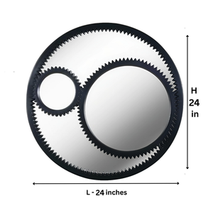 Miroir mural rond en bois sculpté Smart Art, design moderne, finition noire, cadre en MDF pour dressing, salon, couloir - Product Image 6