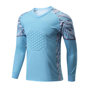 Men Long Sleeve Soccer Jersey Light Blue Geometric Print V-<b>Neck</b> Moisture Wicking Full Sleeve Sportswear Goalkeeper Jersey - Product Image 2