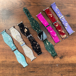 La más nueva correa de reloj de cuero de vaca metálica Hair-On, accesorios de vaquera, fabricante de moda occidental, bandas de reloj inteligente con estampado de vaca - Product Image 3