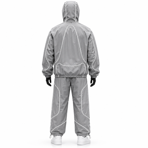 Conjunto Deportivo Personalizado, Chaqueta con Capucha Impermeable y Pantalones, 100% Poliéster, Directo de Fábrica OEM, Traje para Correr - Product Image 3