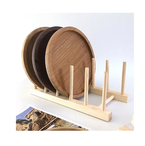 Égouttoir à vaisselle en bois naturel, support pour assiettes, casseroles, couvercles et bols - Product Image 2