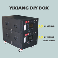 YIXIANG V2 Boîtier de batterie empilable 15 kWh avec BMS, base roulante inférieure pour batteries prismatiques LiFePO4, accessoires de support de batterie, noir