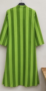 Robe Kaftan en Coton Rayée à Col Plissé pour Femme, Col en V, Coupe Décontractée, Sans Manches, Longueur Ras du Sol, Coupe Trapèze, Style Boutique, Usage Quotidien - Product Image 3
