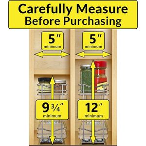 Organizzatore scorrevole cromato per spezie da 4-3/8 pollici, organizer estraibile per cassetti di mobili da cucina - Product Image 2