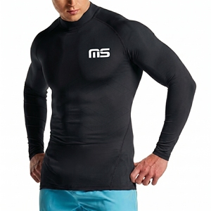 Custom Logo Men's Long Sleeve <b>Compression</b> Rash Guard Quick Dry Front Logo Gray Full Sleeve Sport Top - Product Image 3