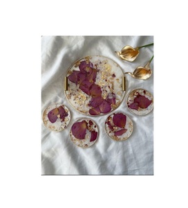 Modern Artistic Resin Coaster Set With Abstract Pattern Design For Living Room Decor And Office <b>Table</b> <b>Protection</b> - Product Image 5