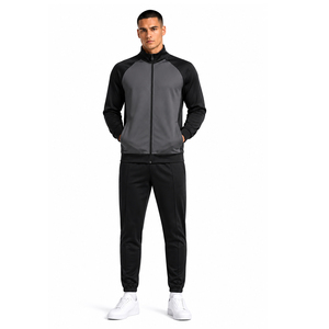 Custom Mens Blue Yellow Polyester Tracksuit Set Full Zip Track Jacket & Jogger Pants Sportswear Athletic Training <b>Suit</b> - Product Image 4