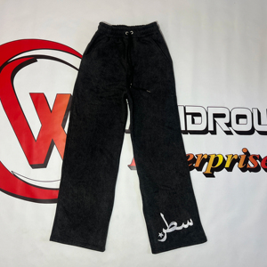custom Cotton <b>embroidery</b> Jogger Sweat Pants Heavyweight Wide Leg acid washed pant Distressed Blank Men's Baggy Sweatpants - Product Image 1