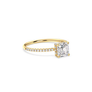 แหวนเพชรทรง Asscher น้ำหนัก 1.34 กะรัต รุ่น REYES Timeless เพชรเลี้ยงในห้องปฏิบัติการ ประดับด้วยวงแหวนรอบเพชรแบบซ่อน ตัวเรือนทองคำแท้ 14K สีเหลือง สำหรับผู้หญิง - Product Image 3