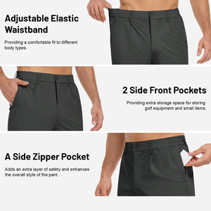 Pantalon de golf décontracté léger pour homme, respirant, 100 % polyester, couleur unie, taille mi-haute, coupe ample, avec cordon de serrage - Product Image 4