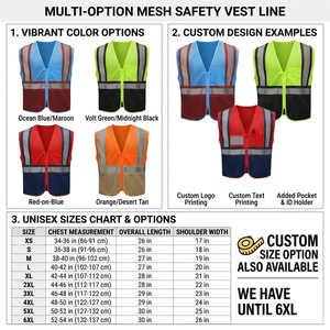 Chaleco de seguridad profesional de malla transpirable en diseño azul y burdeos, proveedor y fabricante de Pakistán - Product Image 2