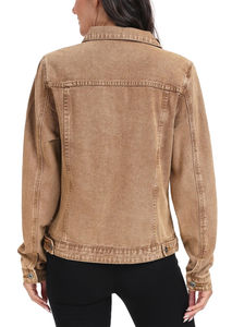 Chaqueta Vaquera Personalizada Color Marrón Almendra para Mujer, Temporada Otoño-Invierno, Rellena de Algodón, Tejida y Estampada, Precio Económico, OEM - Product Image 2