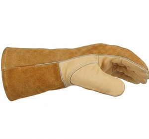 ถุงมือเชื่อมหนังแพะคุณภาพสูงและหนังวัวแท้  แบบข้อมือยาว ทนความร้อน ถุงมือป้องกันเพื่อความปลอดภัยในการทำงาน ถุงมือเชื่อม Mig Tig - Product Image 3