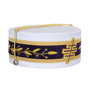 Past Most Eminent Grand Master Crown Cap Traditional White Ceremonial <b>Hat</b> <b>Purple</b> Velvet Cross Design <b>Purple</b> Velvet - Product Image 2