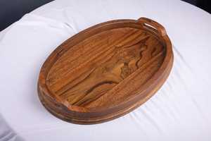 Plateau en bois massif, bois d'acacia, plateau à thé de qualité supérieure, petit plateau pour fruits, en-cas, noix, dessert, rangement de bureau, vaisselle - Product Image 3