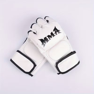 Gants de boxe en cuir blanc pour adultes, gants d'entraînement MMA, sangle de poignet réglable, équipement d'arts martiaux antidérapant - Product Image 1
