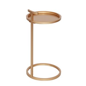 Portable Metal <b>Round</b> End <b>Table</b> with Lift Top 12"D X 23.5"H Glass and Marble Top for Living Room or Home <b>Bar</b> - Product Image 2