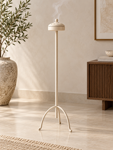 Brûleur à Bakhoor de Luxe sur Pied en Fer, Support Trépied, Encens Oud Arabe Aromatique, Finition Moderne Or, Argent, Noir - Product Image 6