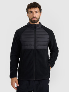 Chaqueta deportiva para hombre con cremallera completa y cuello alto, de forro polar cortavientos, informal, negra, con acolchado de algodón grueso, corte regular - Product Image 4