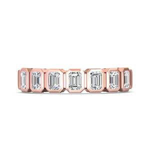 Bague de Fiançailles et de Mariage en Or 14K avec 7 Diamants de Laboratoire Taille Émeraude, Sertie en Bezel, Plaqué Rhodium, Luxe et Élégance pour Anniversaire - Product Image 1