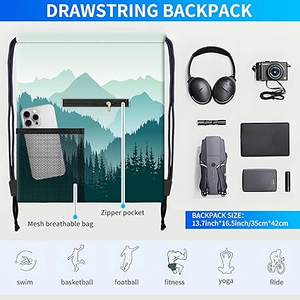 Mochila con cordón para deportes, gimnasio, playa, yoga, baile, viajes, camping, senderismo, 16x20 pulgadas, para hombres y mujeres - Product Image 4