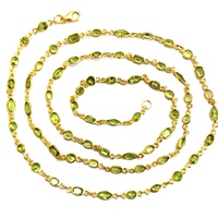 Vêtements de mariage de tous les jours 925 collier de chaîne à maillons en argent sterling à la mode péridot pierres précieuses plaqué or Style classique pour dames