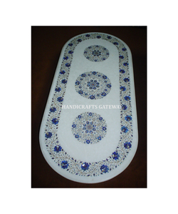 Table basse octogonale en marbre blanc attrayant avec une finition de qualité et un design unique avec incrustations florales pour la maison et l'hôtel - Product Image 3