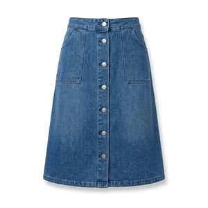 Jupe midi en jean personnalisée pour femme, style vintage avec ourlet effiloché, vente en gros, marque privée, fournisseur d'usine, approvisionnement en vrac - Product Image 4