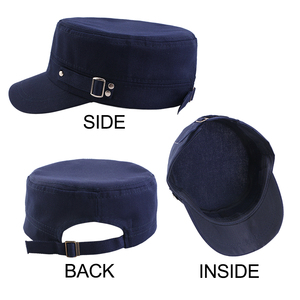 Navy Cotton Baker <b>Boy</b> Cadet Hat Adjustable Silver Buckle Newsboy <b>Cap</b> for Men Women - Product Image 4