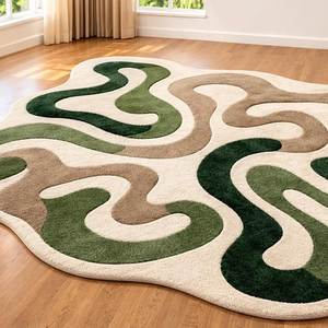 Tapis de luxe en mélange de soie et de laine tufté à la main, doux, brillant et chatoyant, pour salle à manger formelle - Product Image 3