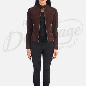 <b>Women's</b> Real <b>Suede</b> Leather Biker <b>Jacket</b> Western Fringe Style Stand Front Leather Sheep Skin Leather Motorcycle <b>Jacket</b> For <b>Womens</b> - Product Image 4