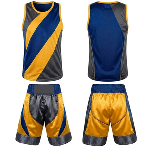 Conjunto de Uniforme de Boxeo Profesional, Conjunto de Camiseta y Pantalones Cortos de Boxeo de Tela Transpirable para Entrenamiento y Sparring - Product Image 1