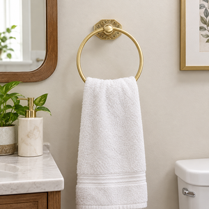 Accesorios de Baño de Lujo con Acabado Dorado, Soporte para Toallas Redondo de Latón Montado en la Pared para Uso en Hoteles y Hogares - Product Image 4
