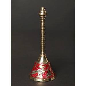 Campana de Pooja de Latón con Asa, Bañada en Oro, Decoración Tradicional para el Hogar, Artesanía Metálica, Campana Decorativa para Templo, Regalo de Recuerdo, Campanilla - Product Image 4