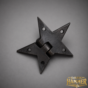 Bisagra de puerta de hierro forjada a mano con diseño en forma de estrella y tornillos para puertas de madera, armarios y portones. - Product Image 2