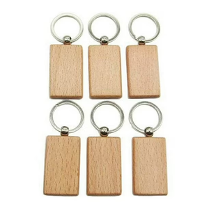 Wood Keychain Top Price Rectangle And Circle Shape Eco-Friendly Portable <b>Keyring</b> With Metal <b>Ring</b> For Keys - Product Image 2