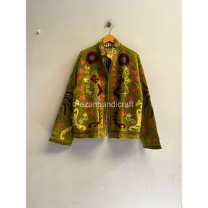 Boho Chic Style Handmade <b>Velvet</b> <b>Jacket</b> Coat Floral Embroidered <b>Jacket</b> With Inside Cotton Lining - Product Image 2