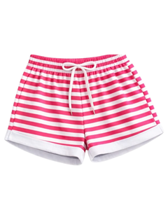 Ensemble crop top et short rayé rose vif et blanc pour femme – Tenue décontractée d'été deux pièces avec taille élastique – Vêtements de détente et streetwear - Product Image 3