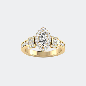 แหวนทอง 14k ประดับเพชรทรงมาร์คีส์ 1.05 กะรัต สี E พร้อมใบรับรอง ประดับด้วยวงแหวนทรงเหลี่ยม - Product Image 1