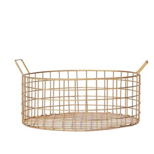Gold <b>Iron</b> Wire Modern Multifunction Storage Basket with Handles Powder Coated Decorative Base for Kitchen Home - Product Image 6