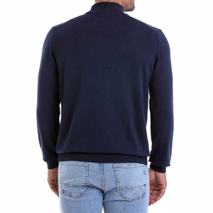 Pull en maille à col montant bleu marine pour homme, manches régulières, couleur unie, vêtement d'automne - Product Image 5